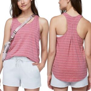 Lululemon Love Tank *Pleated Size 6 Short Serve Stripe Heathered So Merlot White